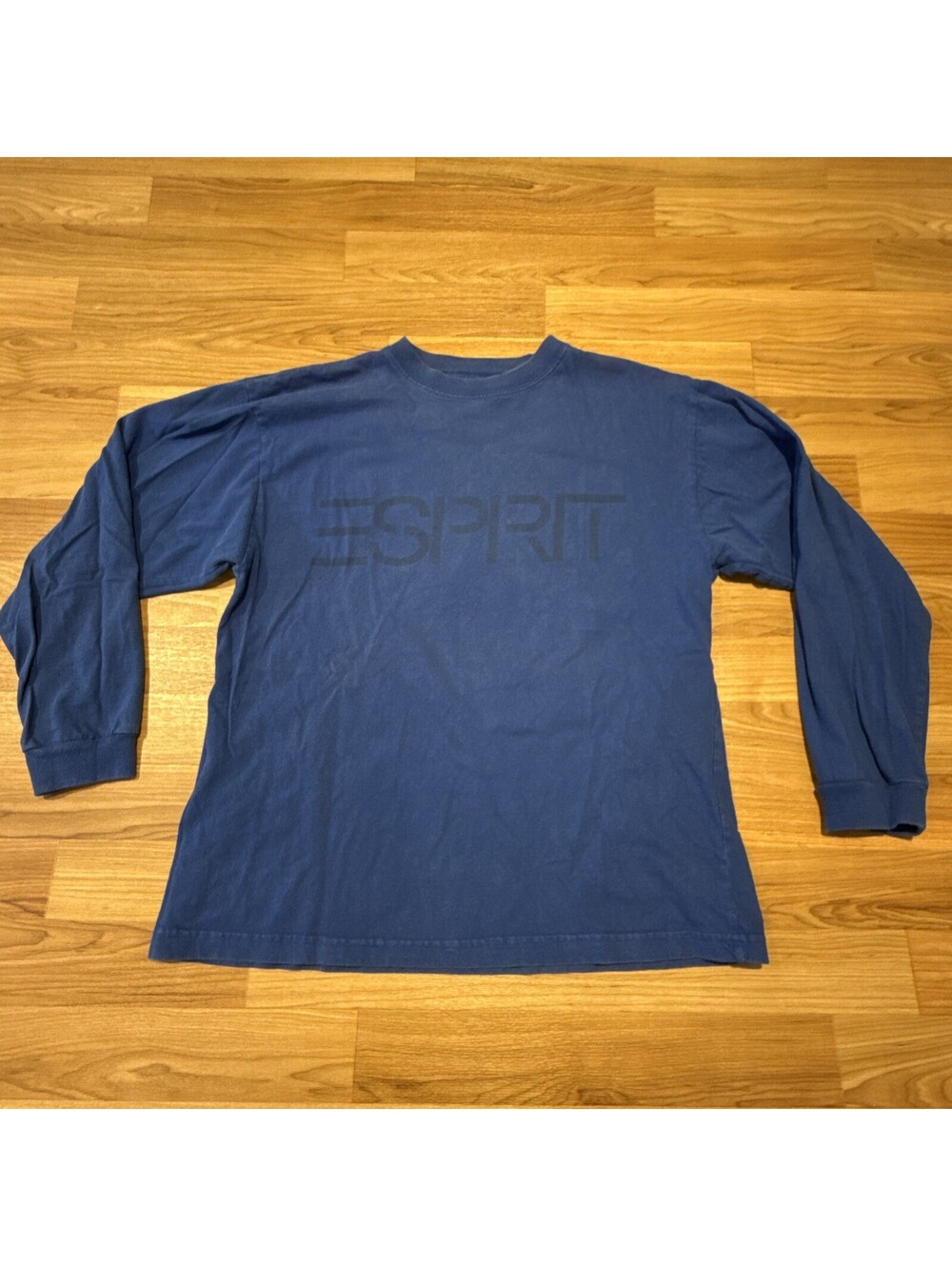 Vintage 80s 90s Esprit De Corp Long Sleeve Shirt M Blue Logo Made USA